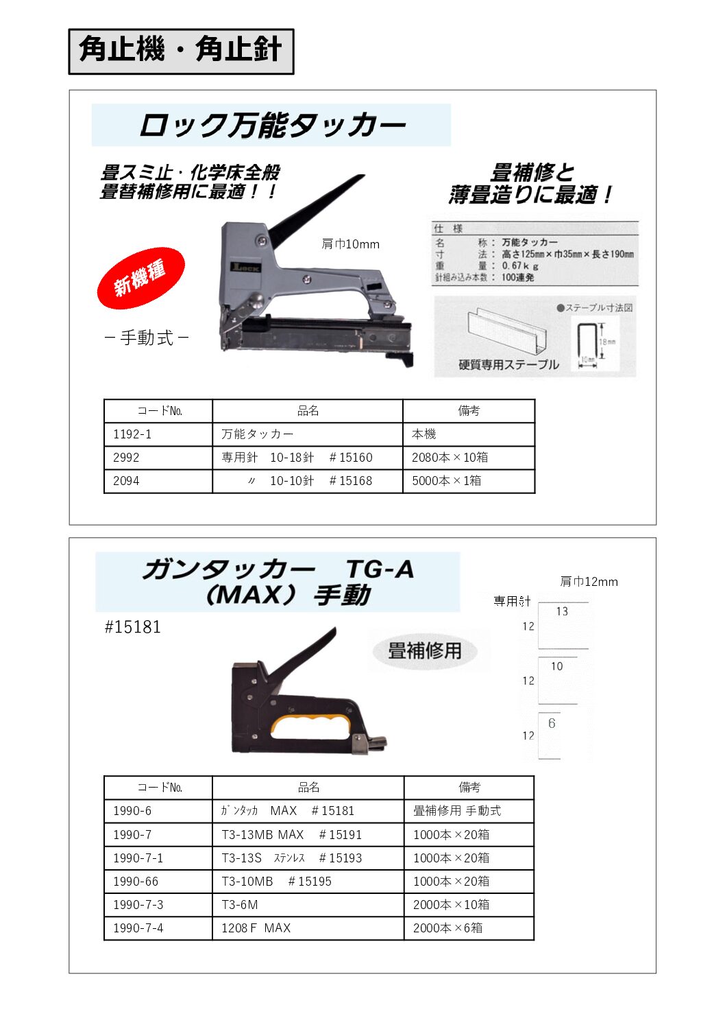 ロック万能タッカー ・ ロック框止機